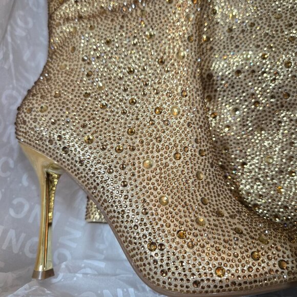 INC Saveria 5 Rhinestone Tall Over-the-Knee Boots/Gold Bling NEW!! Studded NEW!! - Picture 3 of 9